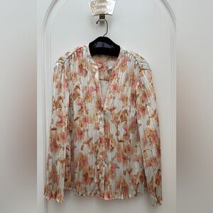 NWT Vince Floral Crushed Satin Blouse